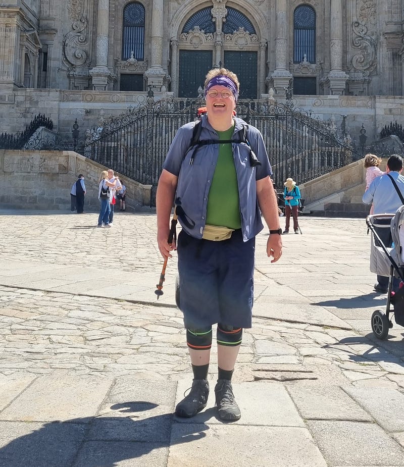 A satisfied traveler in Santiago after completing the Camino