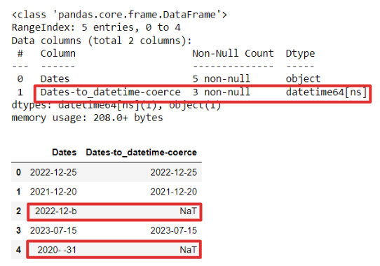 Coerce errors in to_datetime()