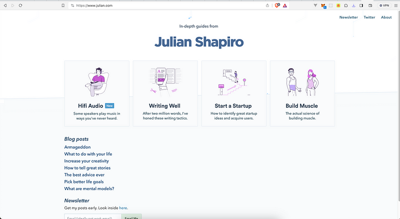 Julian's portfolio showcasing modern web design