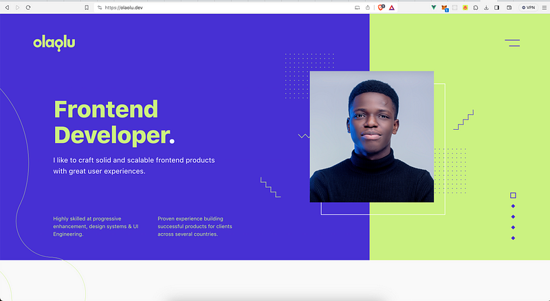 Olaolu's dynamic portfolio with animations