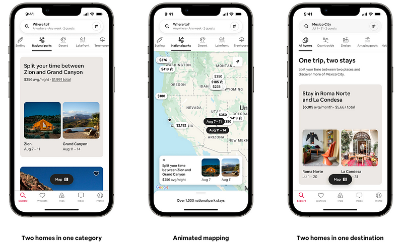 Interconnected design elements within Airbnb