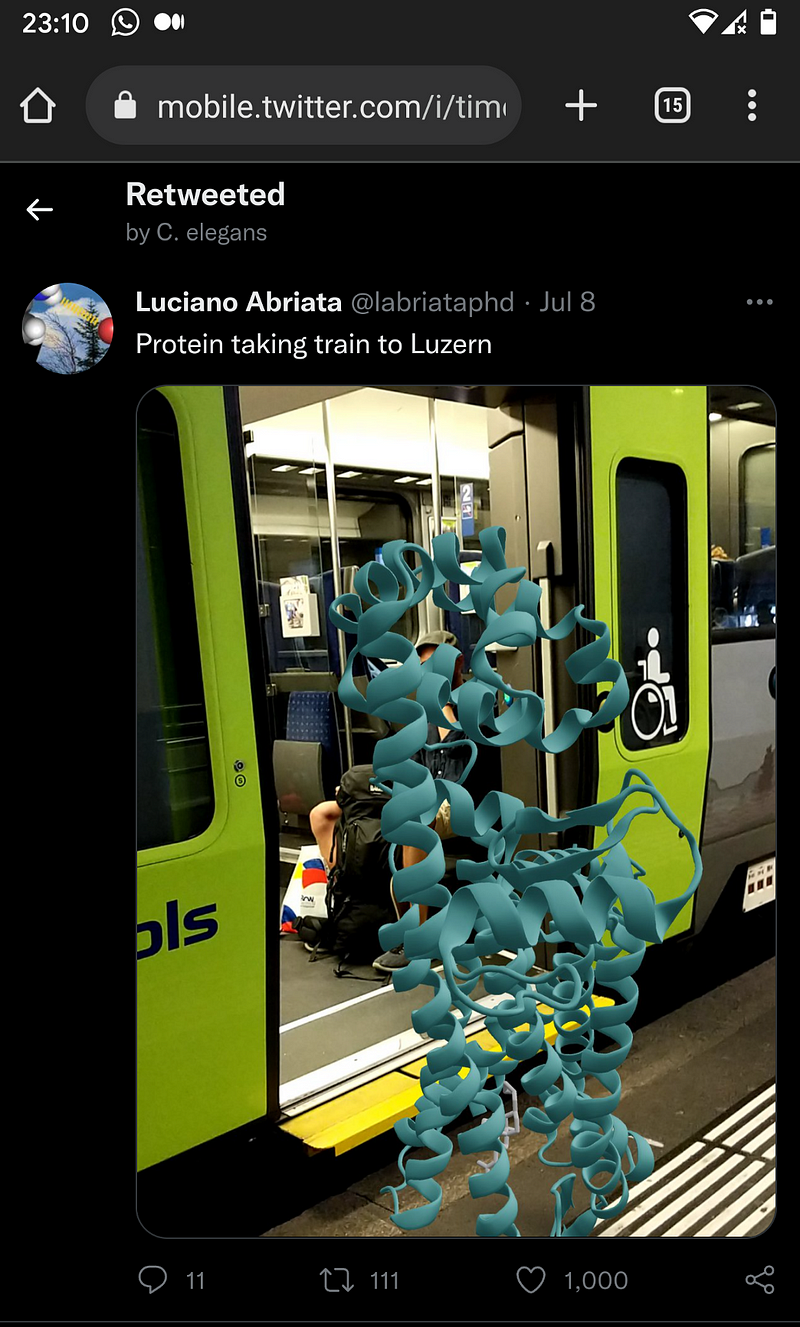 Augmented reality representation of a protein