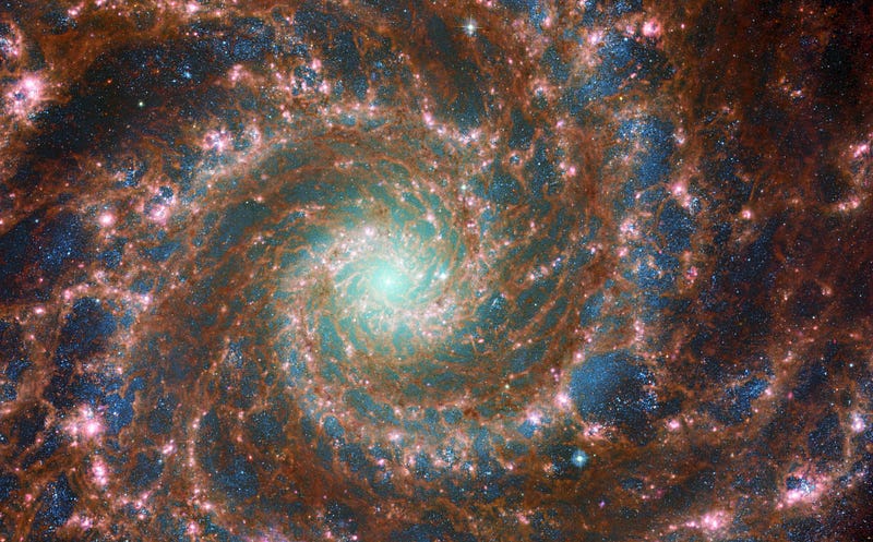 Combined optical and infrared data of M74