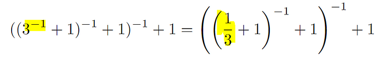 Calculating negative exponents