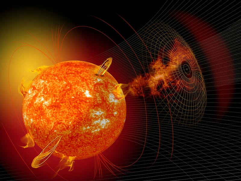 Artistic representation of a solar coronal mass ejection.