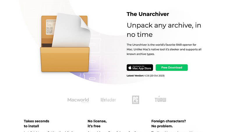 The Unarchiver interface