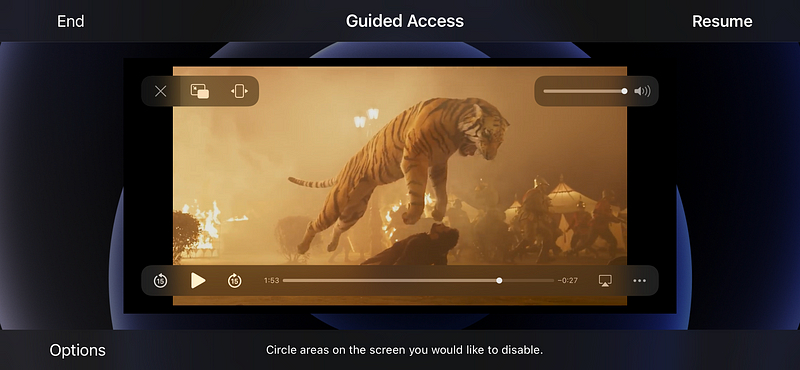 Screenshot of landscape mode in use