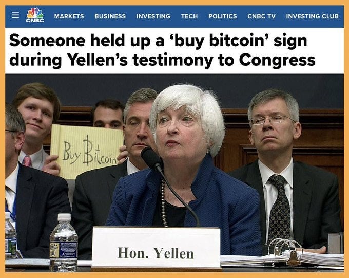 Bitcoin Sign Guy's iconic moment.