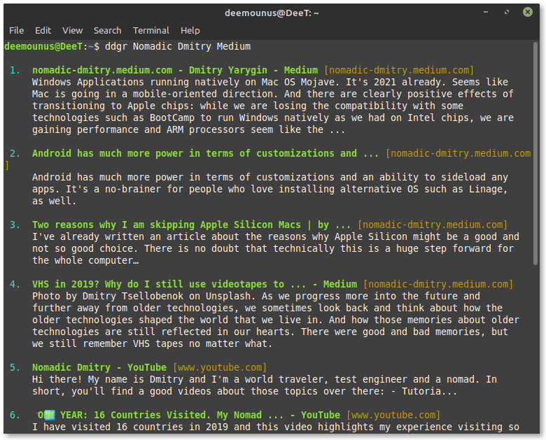 DuckDuckGo Terminal Search Utility