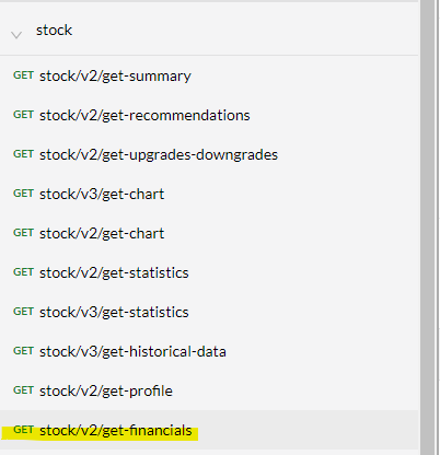 Yahoo Finance API setup