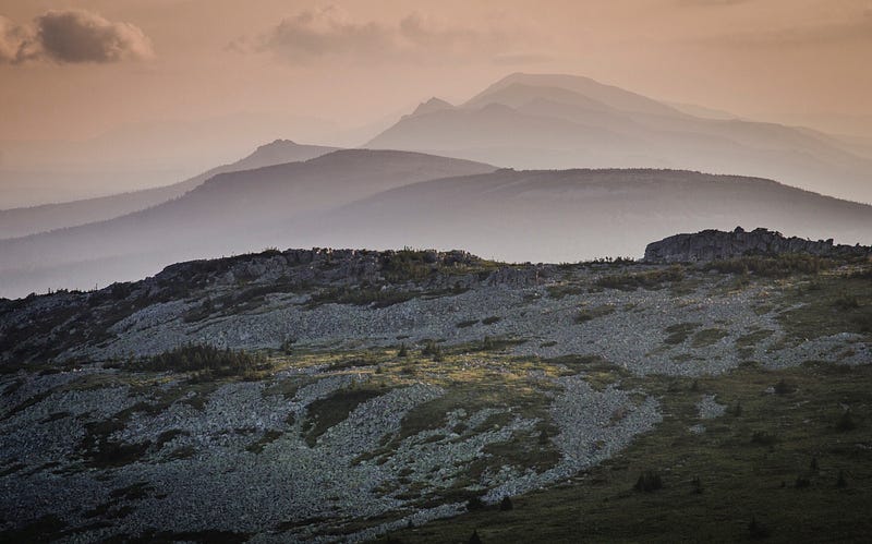 Hikers in the Ural Mountains