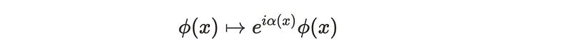 Transformation example in gauge invariance