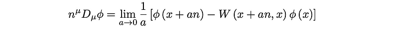 Covariant derivative defined through Wilson lines