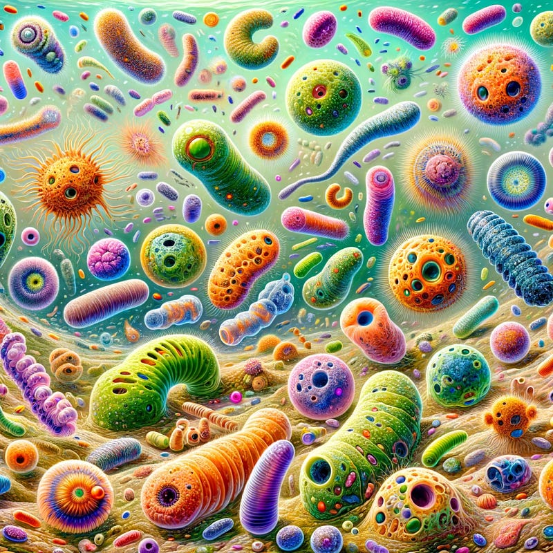 Illustration of single-celled organisms