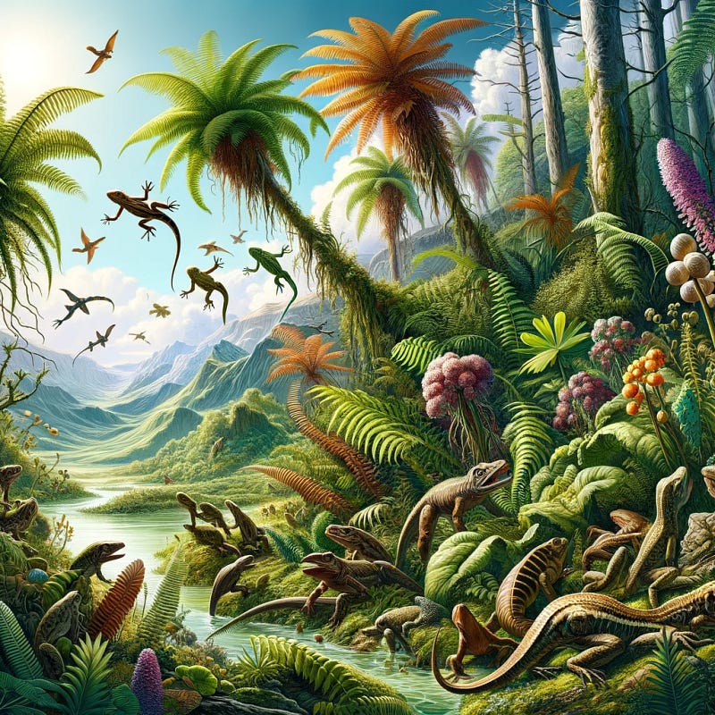 Artwork of early terrestrial ecosystems