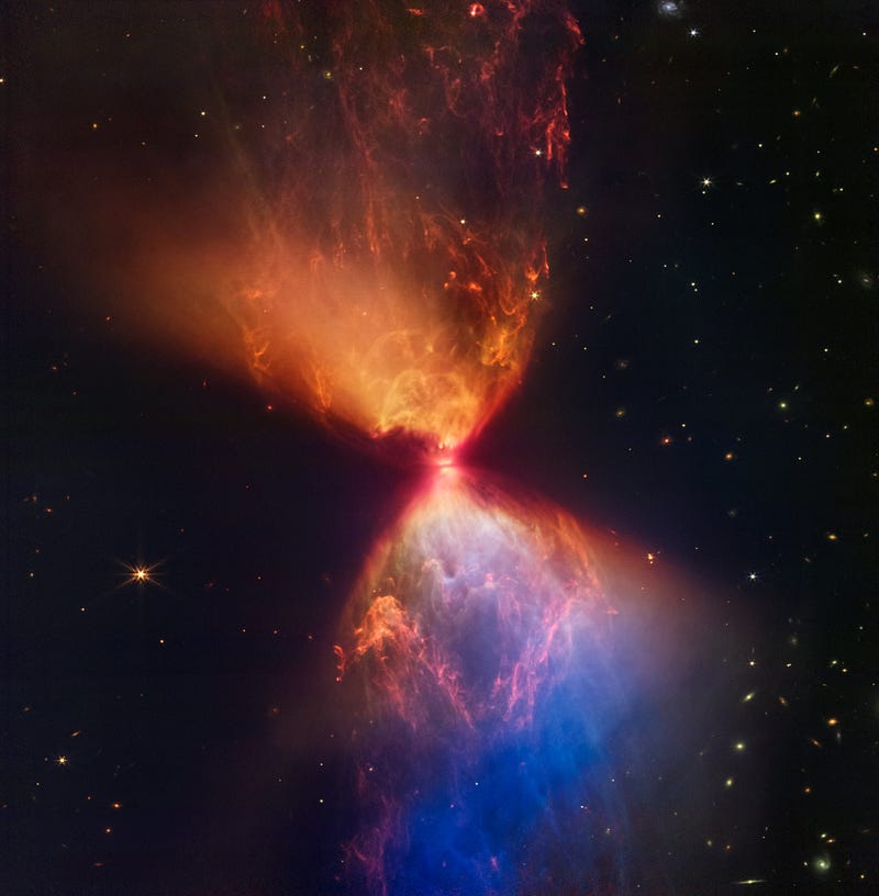 Illustration of a baby protostar illuminated in space