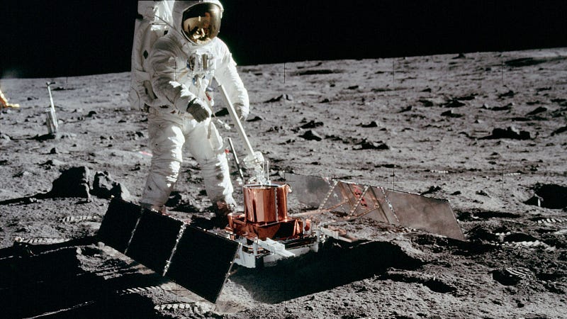 Apollo seismometer on the Moon