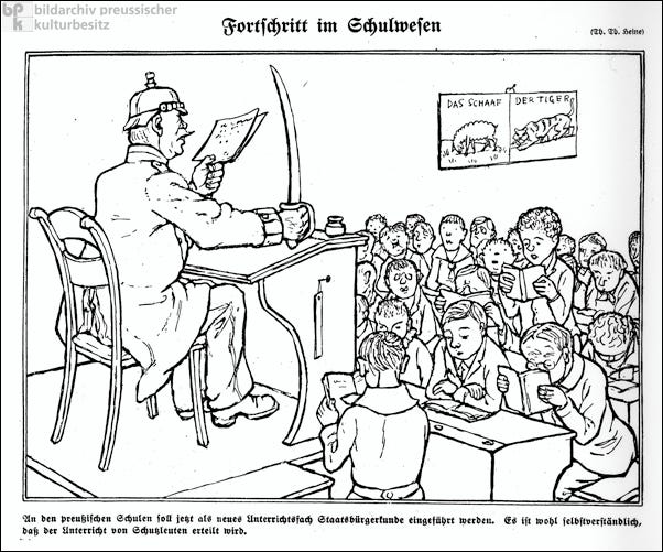 Historical representation of a Prussian classroom