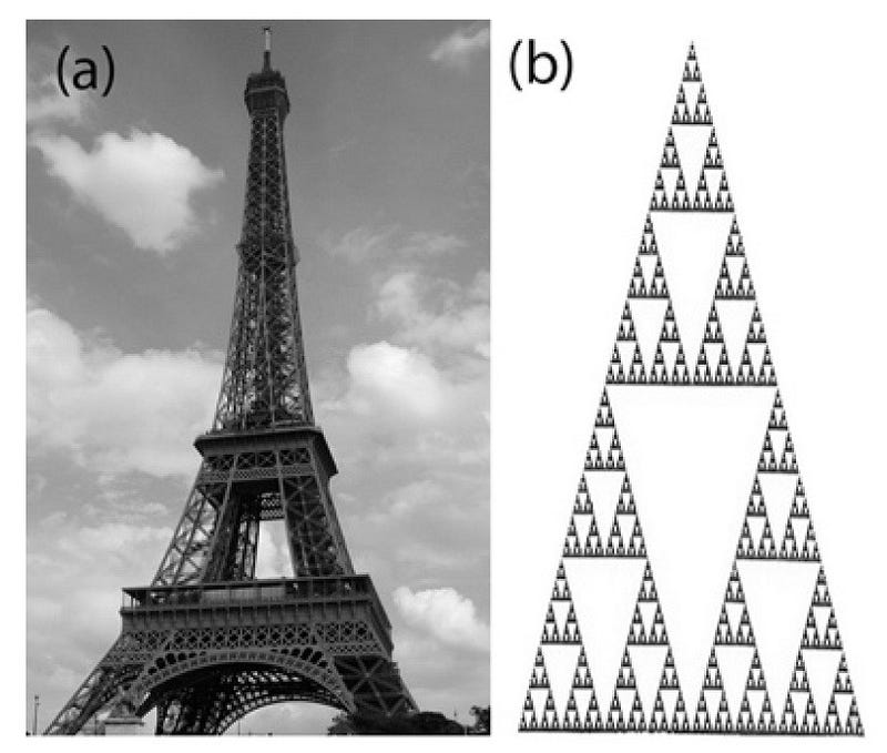 The Eiffel Tower displaying fractal patterns.