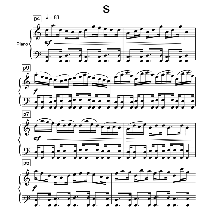 Complete visual representation of the musical composition.